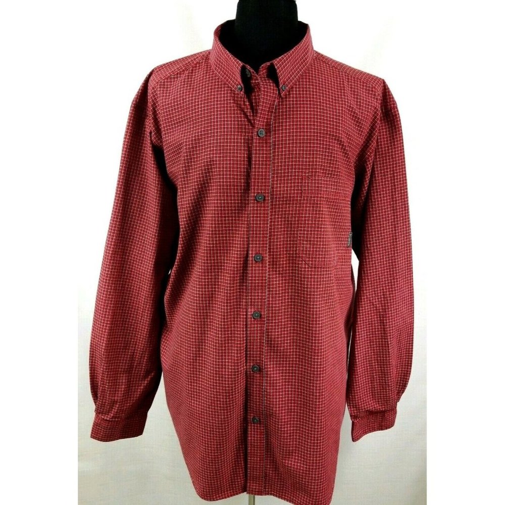 Columbia Sportswear Mens 2XL Button Up Long Sleeve Camp Trail Casual Shirt Red